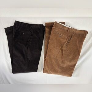 Samuelsohn Performance Corduroy Trousers Set of Two Brown Size: 33x33 NWOT